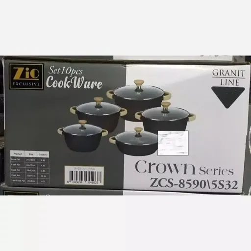 سرویس قابلمه 10 پارچه زیو طرح crown مدل Zio ZCS-8590