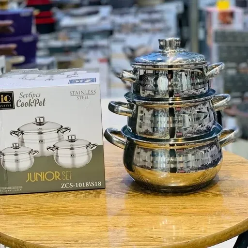 سرویس قابلمه 6 پارچه استیل زیو مدل Z-1018